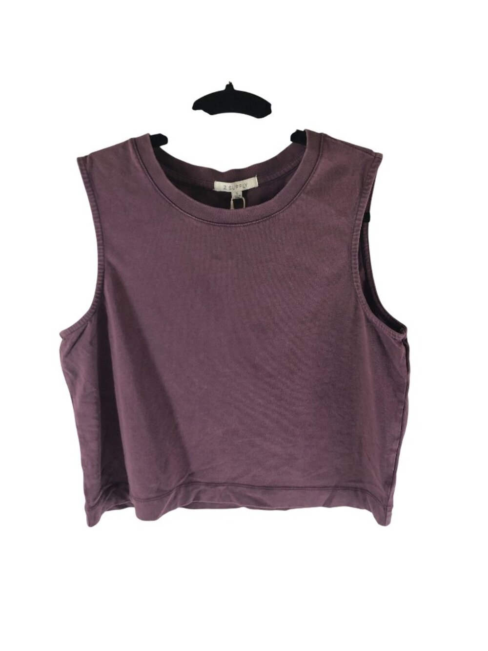 Z Supply Sloane Jersey Muscle Tank Top Cropped Cocoa Berry Purple S 100% Cotton